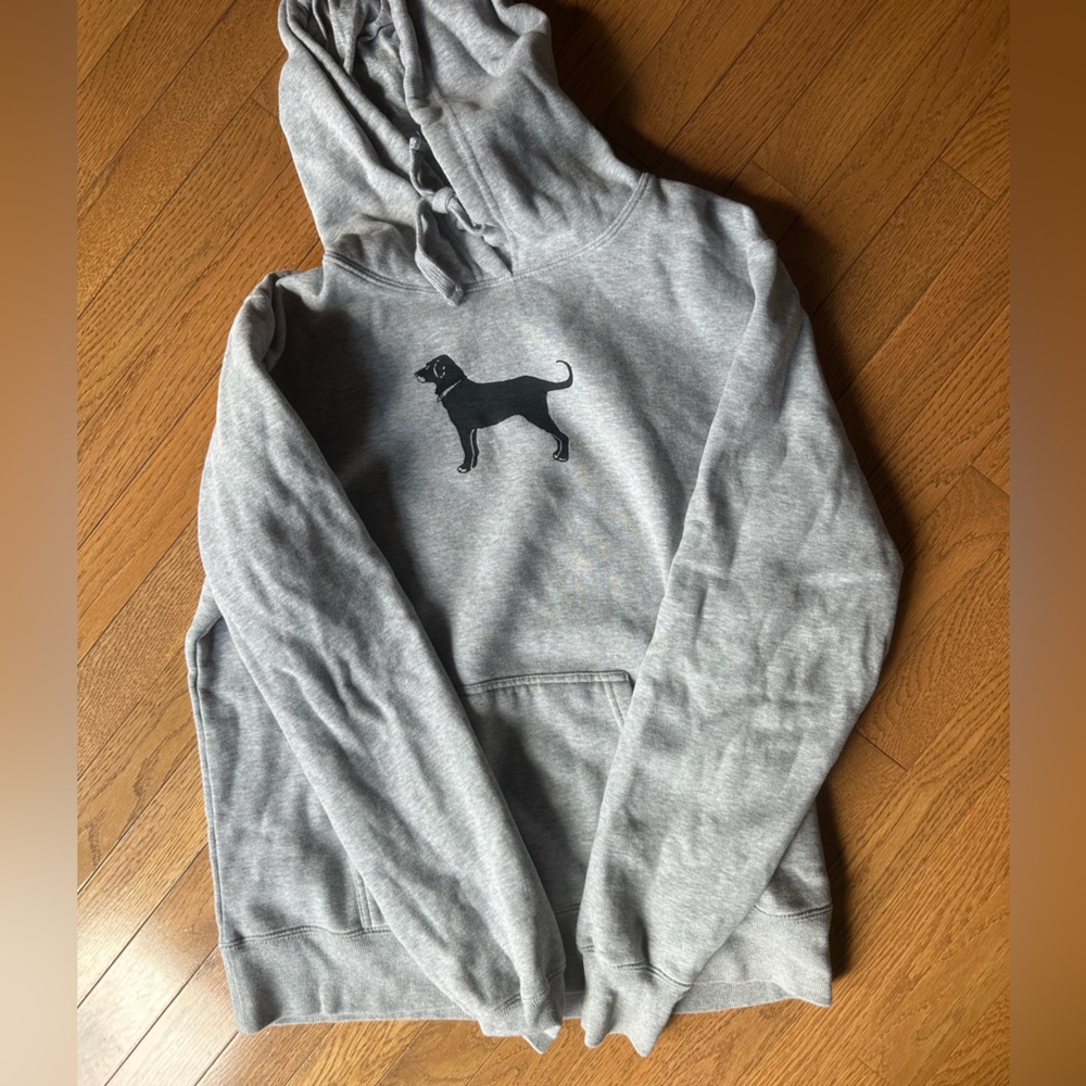 The Black Dog Gray Hoodie with Black Cat Print